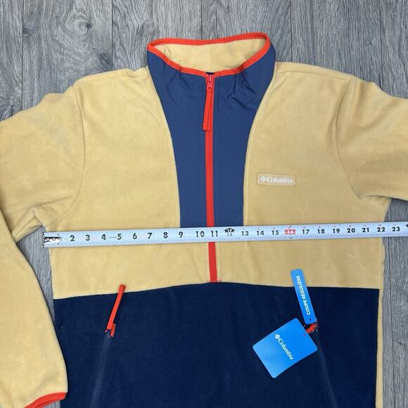 Columbia 1/2 Fleece Jacket Size Medium Mens Yellow Blue Sequoia Grove $60 - Picture 5 of 13